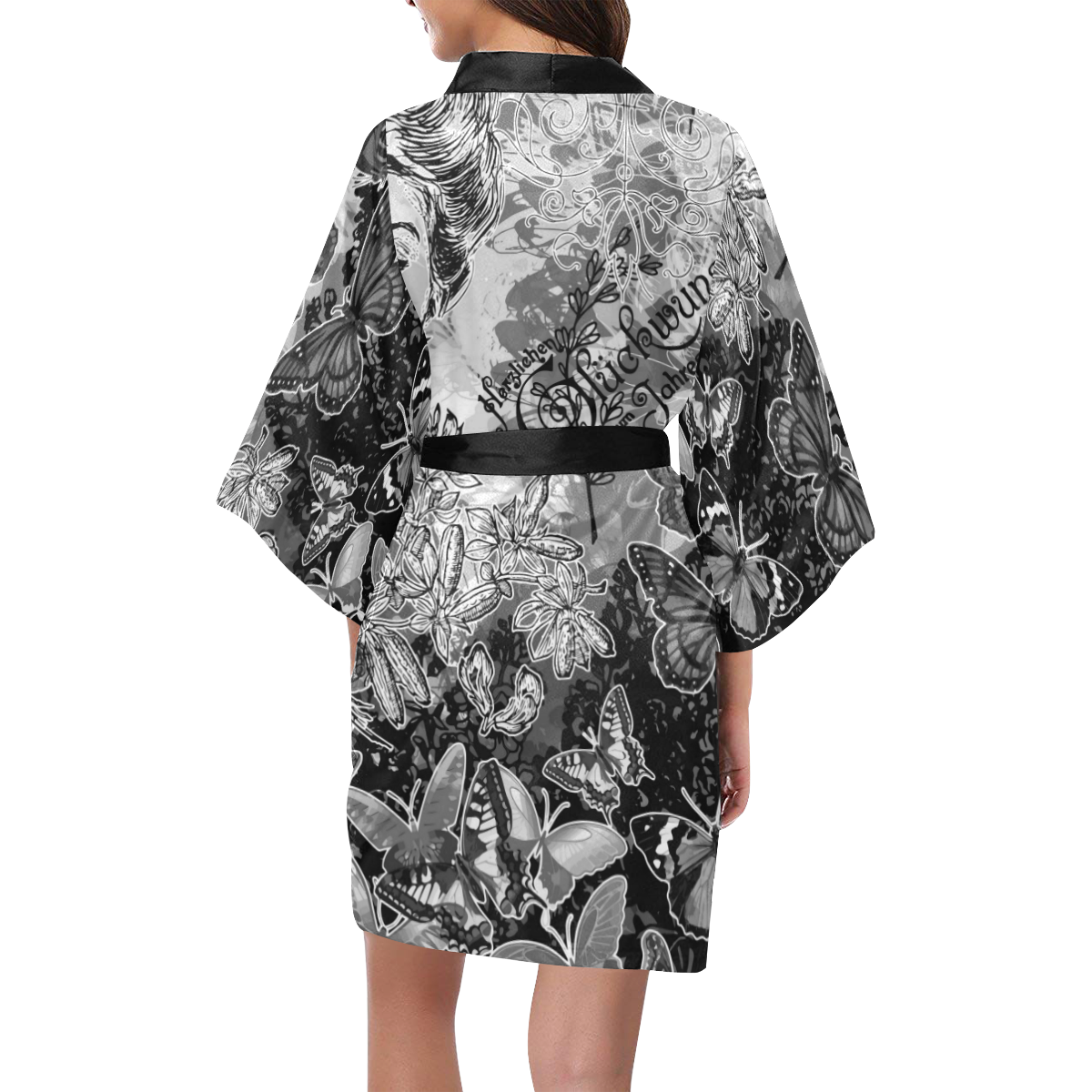 Lady and butterflies Kimono Robe