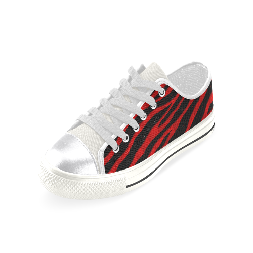 Ripped SpaceTime Stripes - Red Canvas Women's Shoes/Large Size (Model 018)