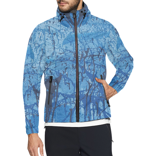 Blue splatters Unisex All Over Print Windbreaker (Model H23)