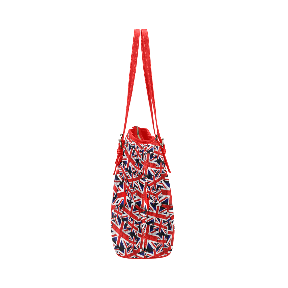 Union Jack British UK Flag - Red Leather Tote Bag/Small (Model 1651)