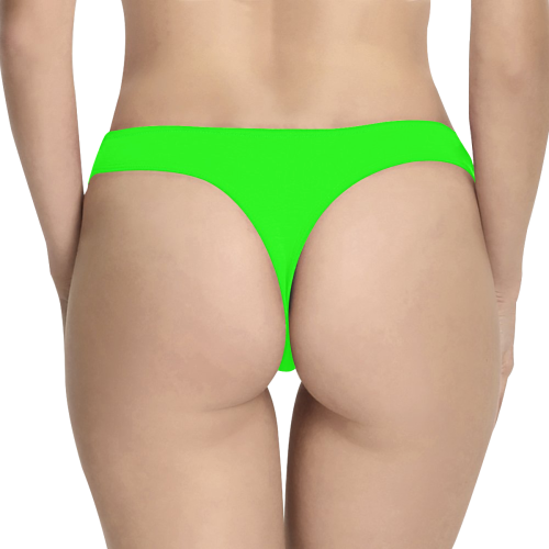 Bright Neon Green Women's All Over Print Thongs (Model L30)