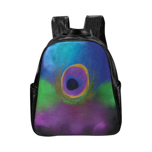 peacock abstract 1 high res Multi-Pockets Backpack (Model 1636)