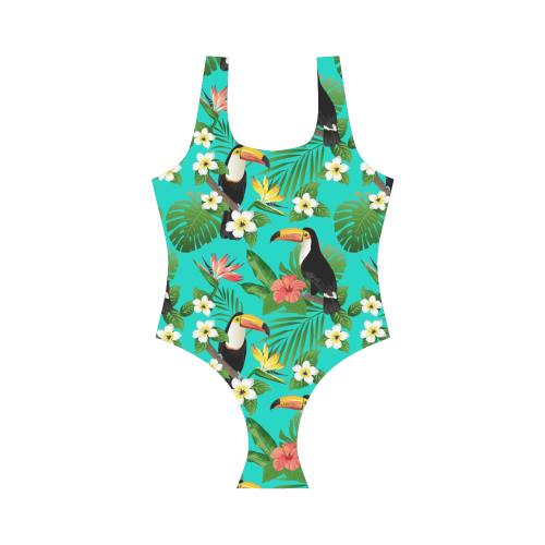 Tropical Summer Toucan Pattern Vest One Piece Swimsuit (Model S04)