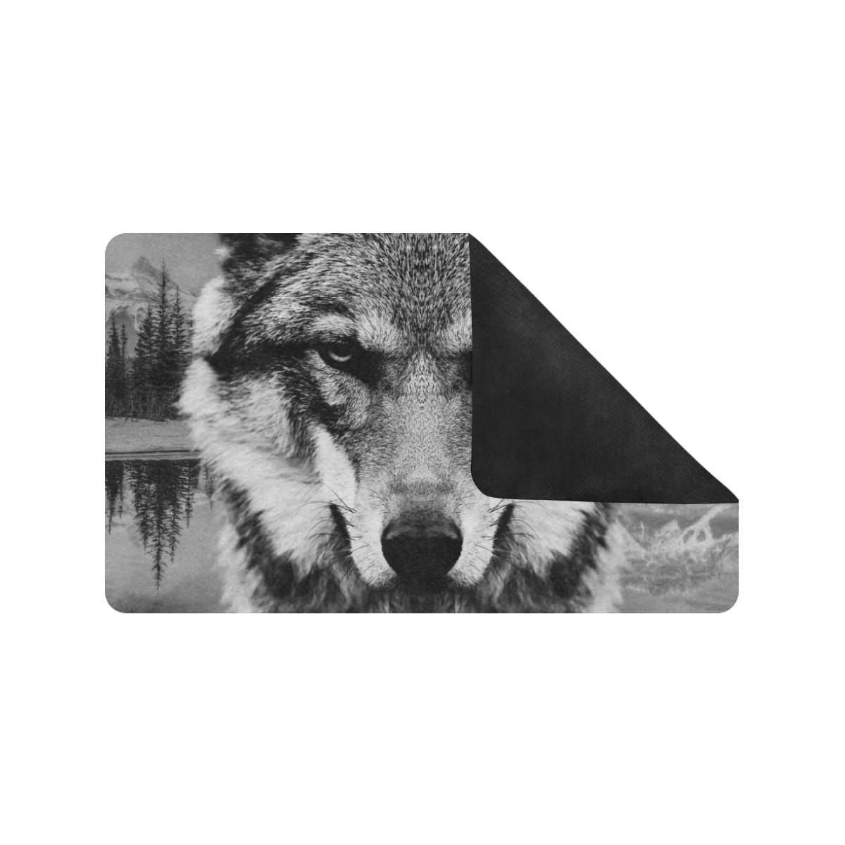 Wolf Animal Nature Doormat 30"x18" (Black Base)