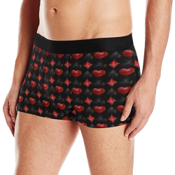 Las Vegas Black and Red Casino Poker Card Shapes on Black Men's Boxer Briefs with Merged Design (Model  L10)