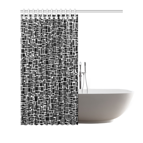 BLACK AND WHITE BOX PATTERN Shower Curtain 66"x72"