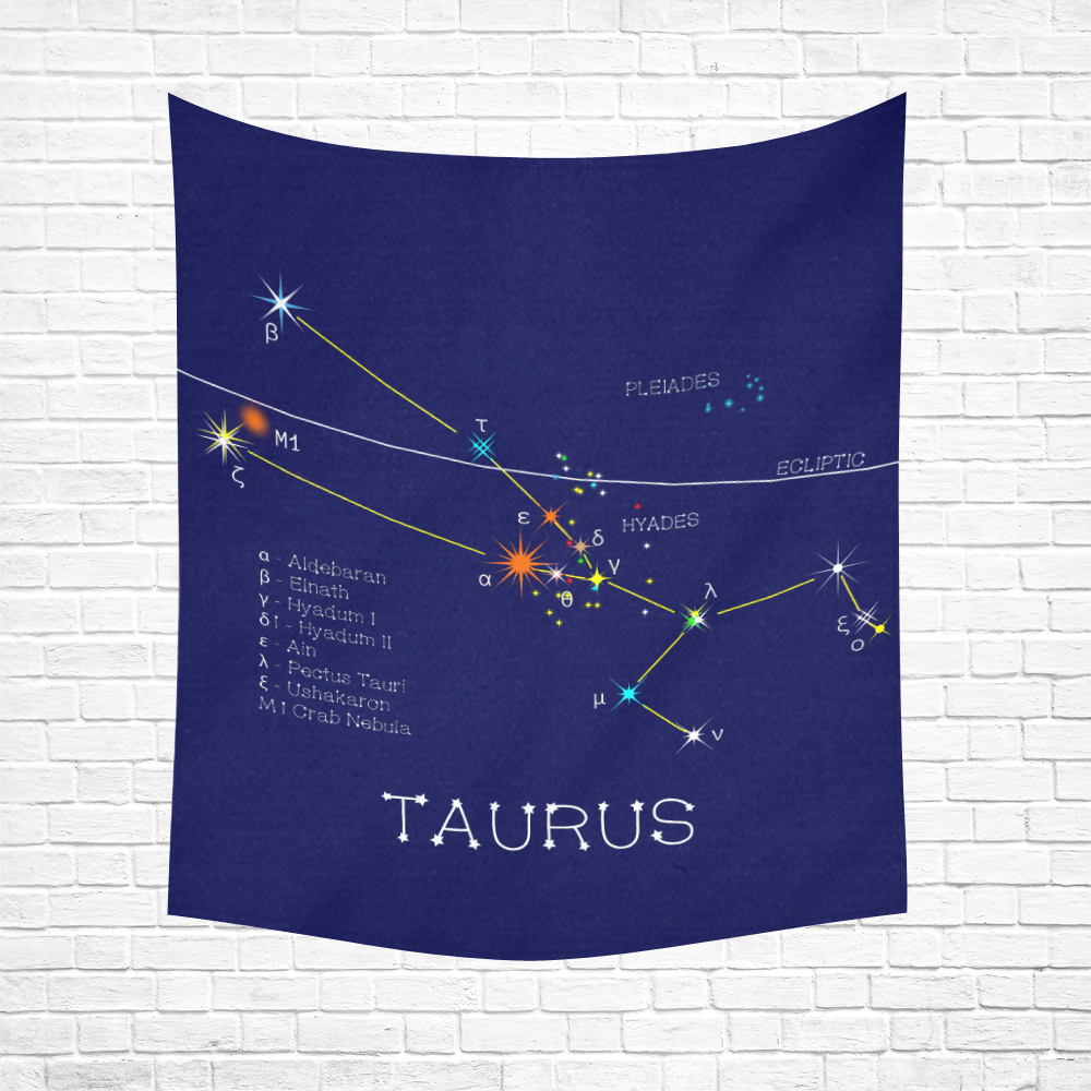 Star Taurus Zodiac sign horoscope funny astrology Cotton Linen Wall Tapestry 51"x 60"