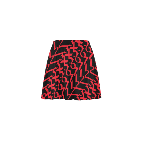 NUMBERS Collection 1234567 Black/Red Mini Skating Skirt (Model D36)