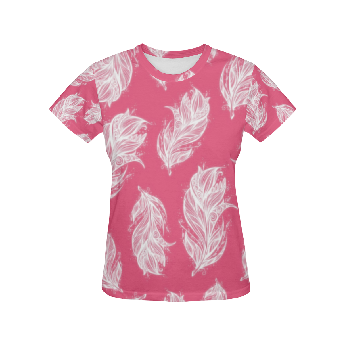 White Feathers All Over Print T-Shirt for Women (USA Size) (Model T40)