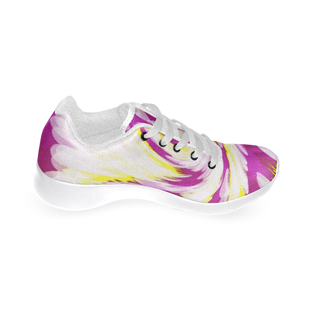 Pink Yellow Tie Dye Swirl Abstract Men’s Running Shoes (Model 020)