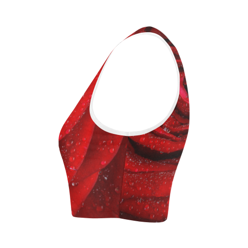 Red rosa Women's Crop Top (Model T42)