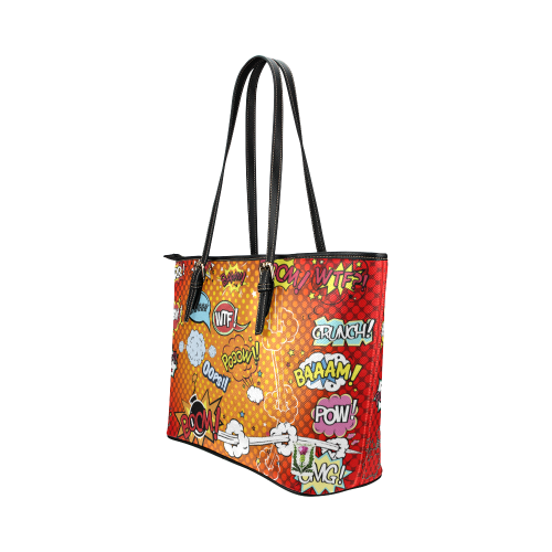 Fairlings Delight's Pop Art Collection- Comic Bubbles 53086p1 Leather Tote Bag/Small (Model 1651)