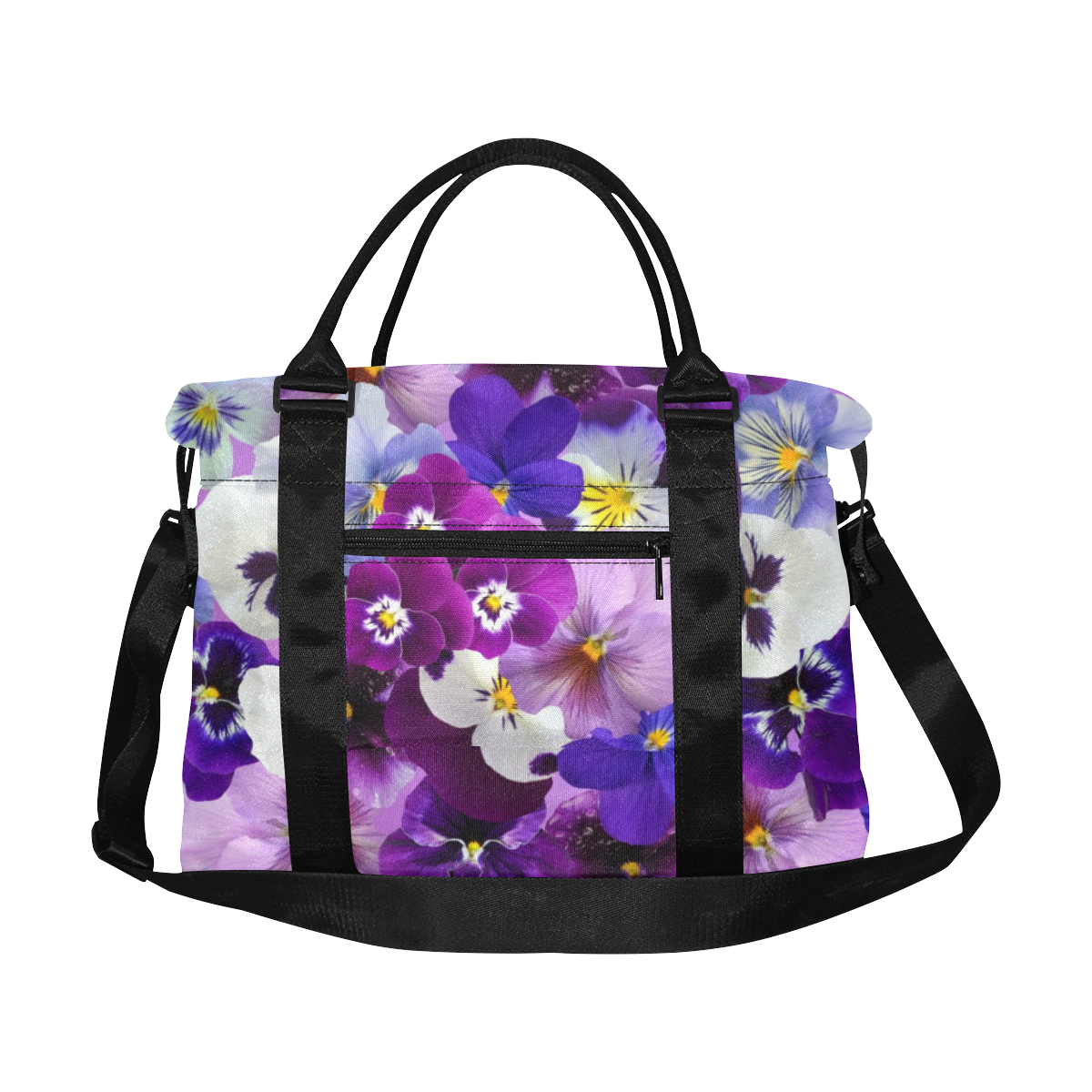 Pretty Purple Pansies Large Capacity Duffle Bag (Model 1715)