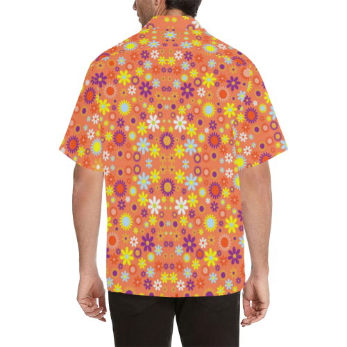 Floral Pattern Living Coral Hawaiian Shirt (Model T58)