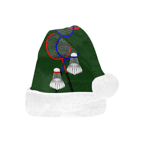Badminton Rackets and Shuttlecocks Green Santa Hat