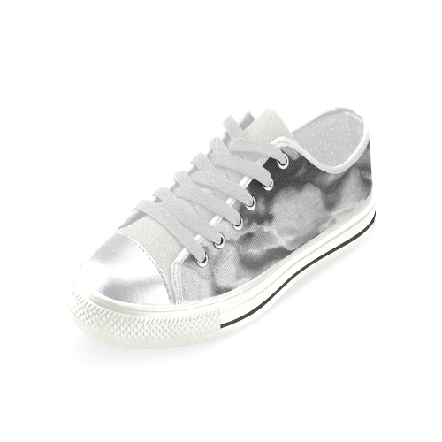 Marble Black and White Pattern Canvas Women's Shoes/Large Size (Model 018)