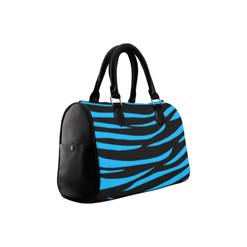 Tiger Stripes Black and Blue Boston Handbag (Model 1621)