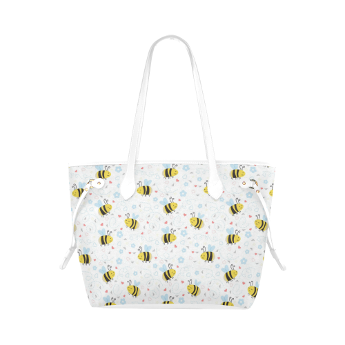Cute Bee Pattern Clover Canvas Tote Bag (Model 1661)
