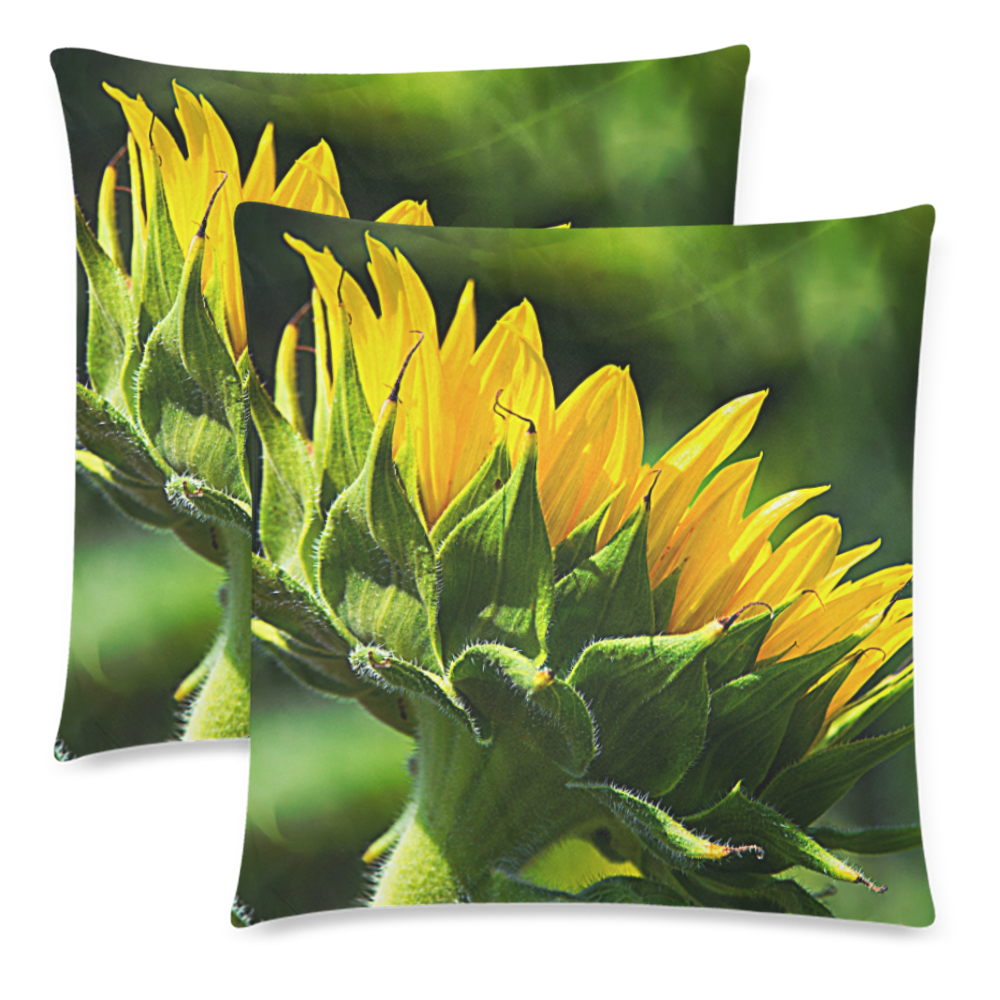 Sunflower New Beginnings Custom Zippered Pillow Cases 18"x 18" (Twin Sides) (Set of 2)