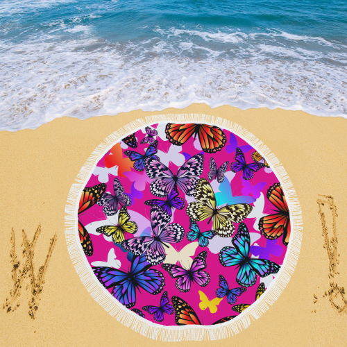 Butterflies Circular Beach Shawl 59"x 59"