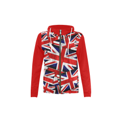 Union Jack British UK Flag (Vest Style) Red All Over Print Full Zip Hoodie for Kid (Model H14)