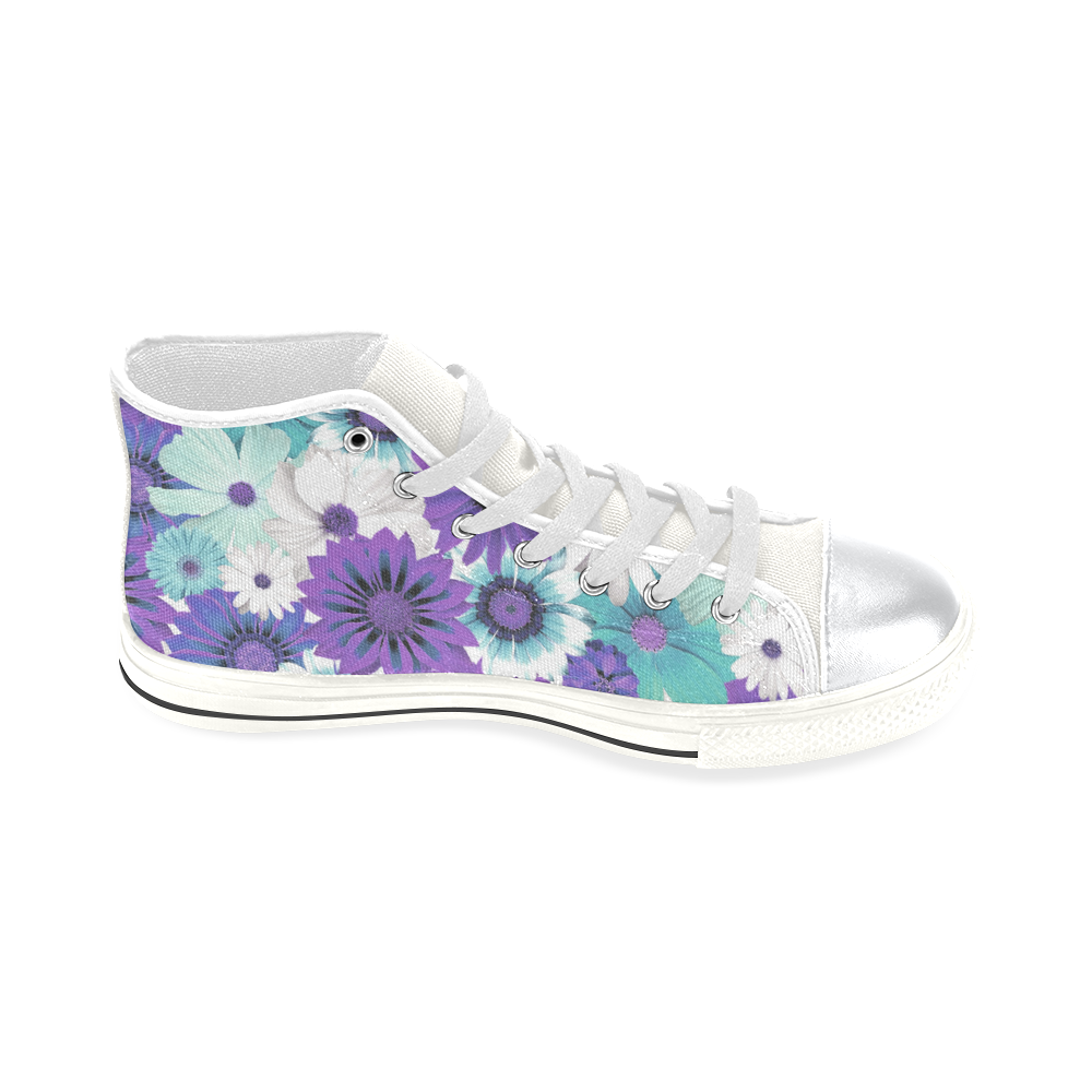 Spring Time Flowers 6 High Top Canvas Women's Shoes/Large Size (Model 017)