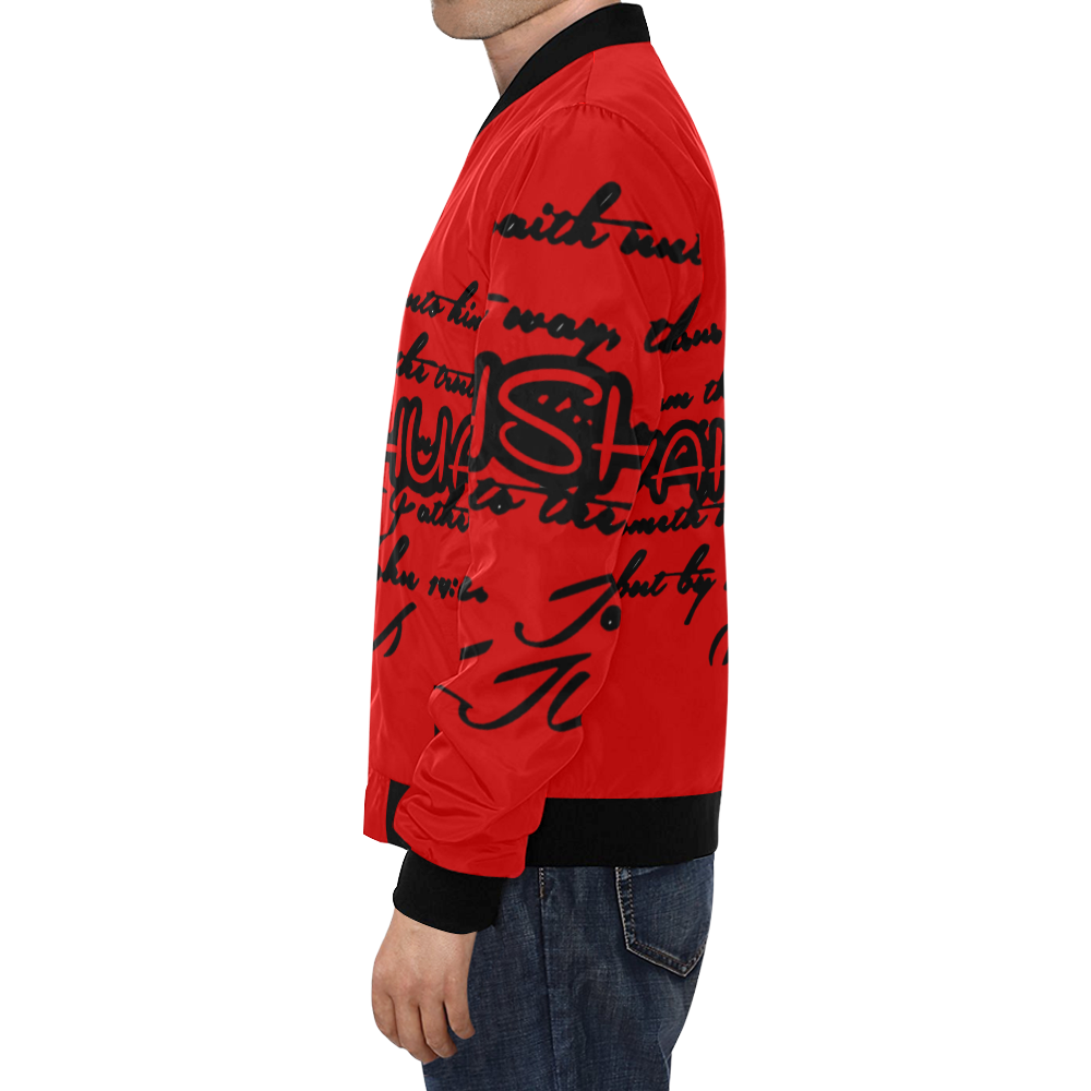 Yahshua Red BIG & Tall All Over Print Bomber Jacket for Men/Large Size (Model H19)