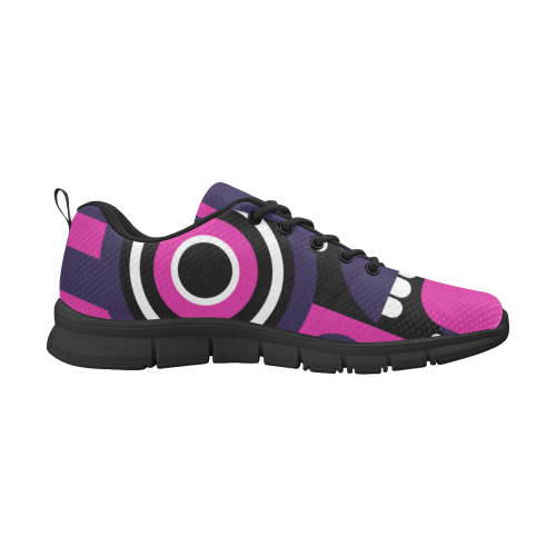 Pink Purple Tiki Tribal Women's Breathable Running Shoes/Large (Model 055)