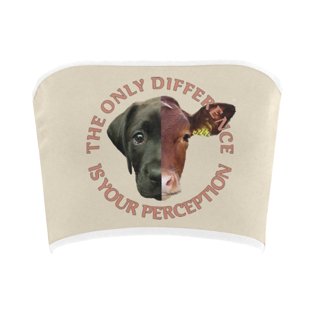Vegan Cow and Dog Design with Slogan Bandeau Top