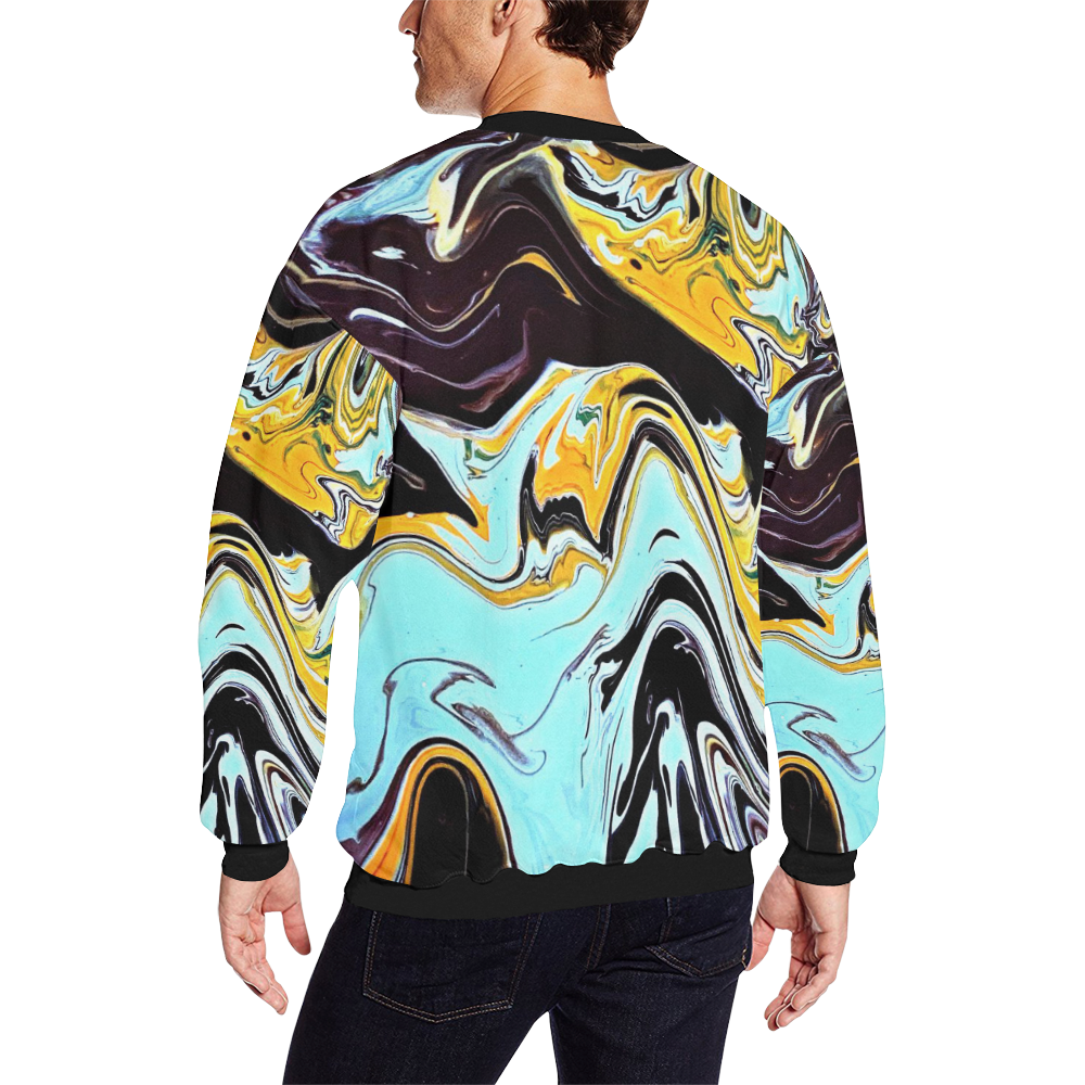 oil_d Men's Oversized Fleece Crew Sweatshirt/Large Size(Model H18)