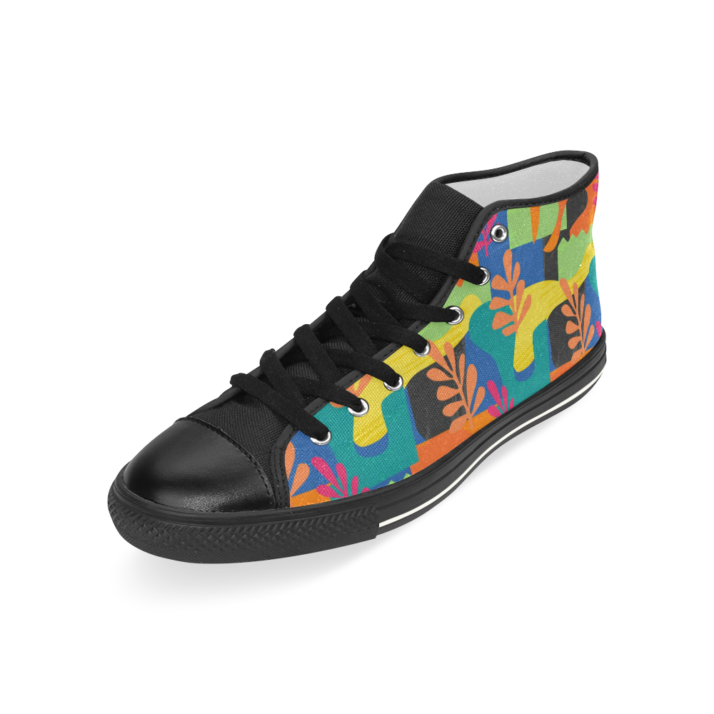 Abstract Nature Pattern Men’s Classic High Top Canvas Shoes (Model 017)