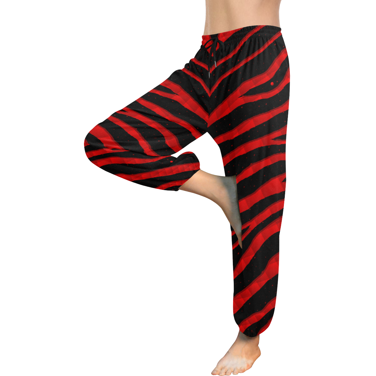 Ripped SpaceTime Stripes - Red Women's All Over Print Harem Pants (Model L18)