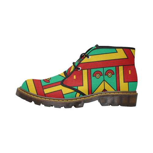 Aztec Spiritual Tribal Men's Canvas Chukka Boots (Model 2402-1)