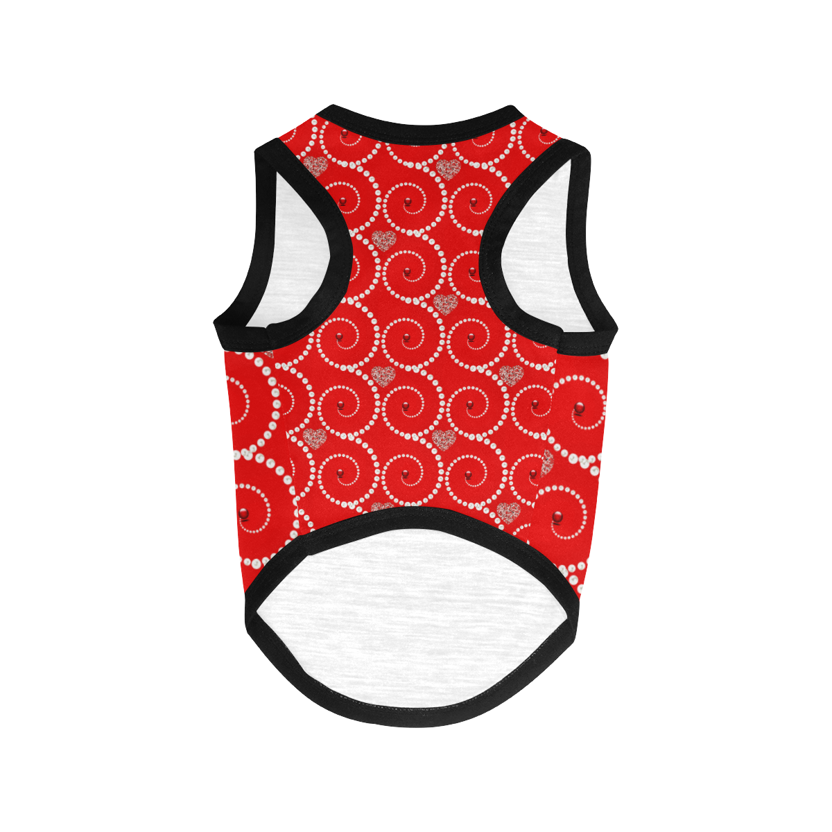 Silver hearts and pearls of white -red dog coat All Over Print Pet Tank Top