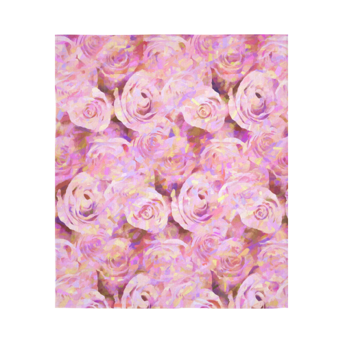 Pink roses Cotton Linen Wall Tapestry 51"x 60"
