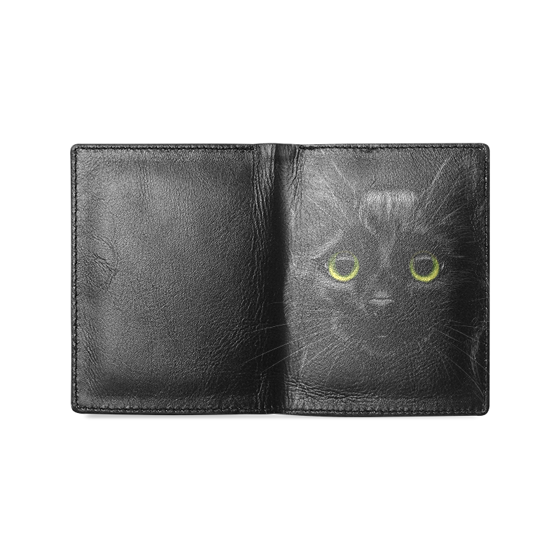 Black Cat Men's Leather Wallet (Model 1612)