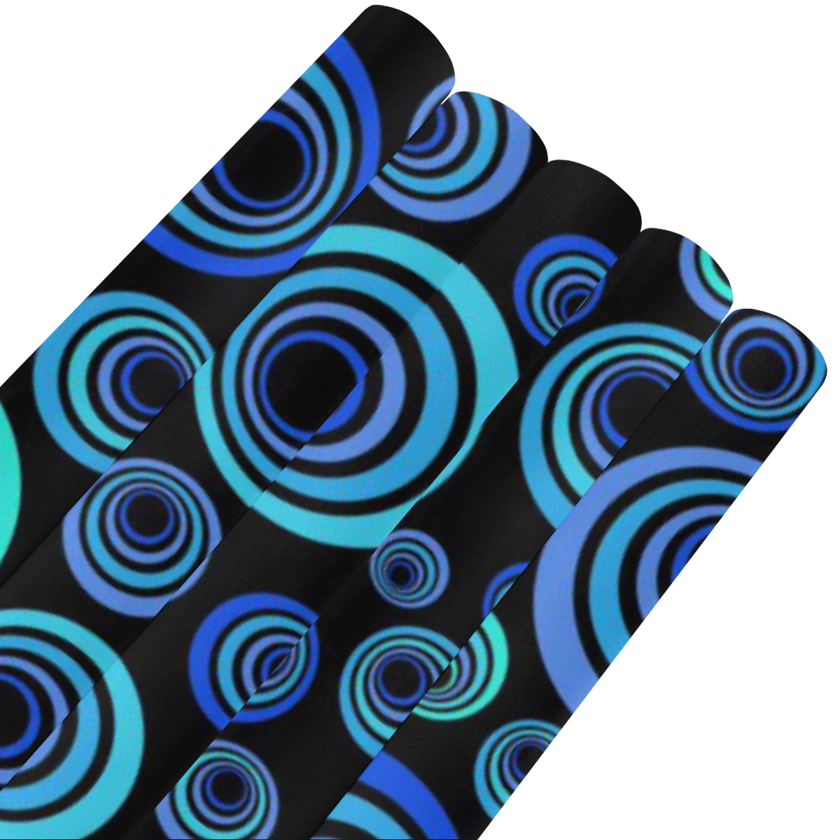 Retro Psychedelic Pretty Blue Pattern Gift Wrapping Paper 58"x 23" (5 Rolls)