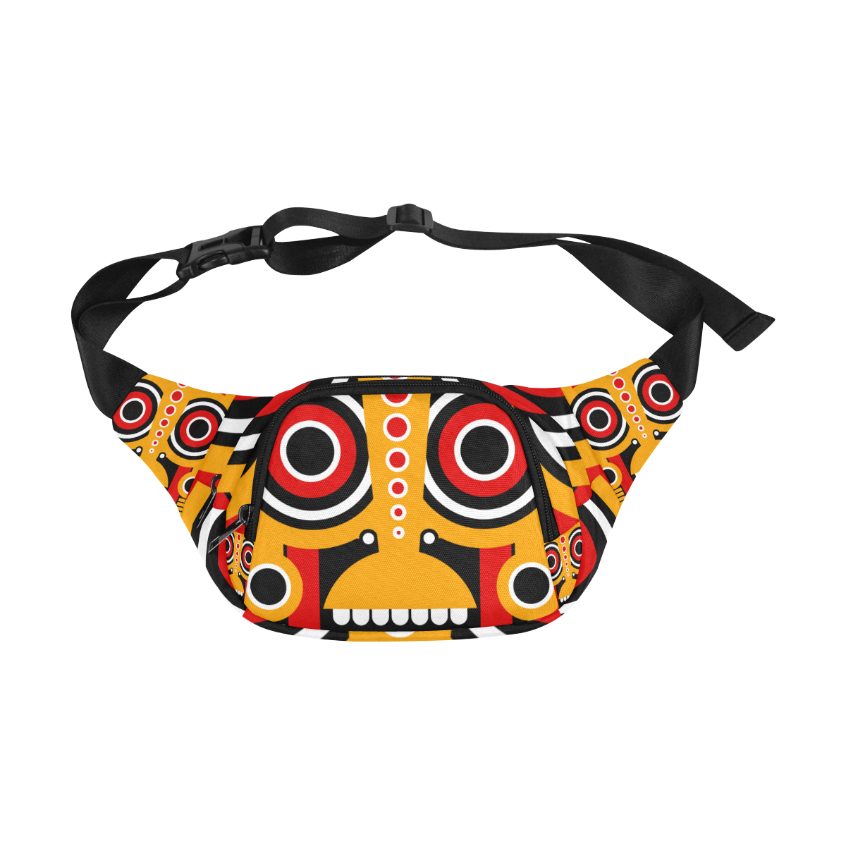 Red Yellow Tiki Tribal Fanny Pack/Small (Model 1677)