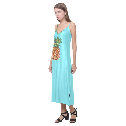 copy V-Neck Open Fork Long Dress(Model D18)