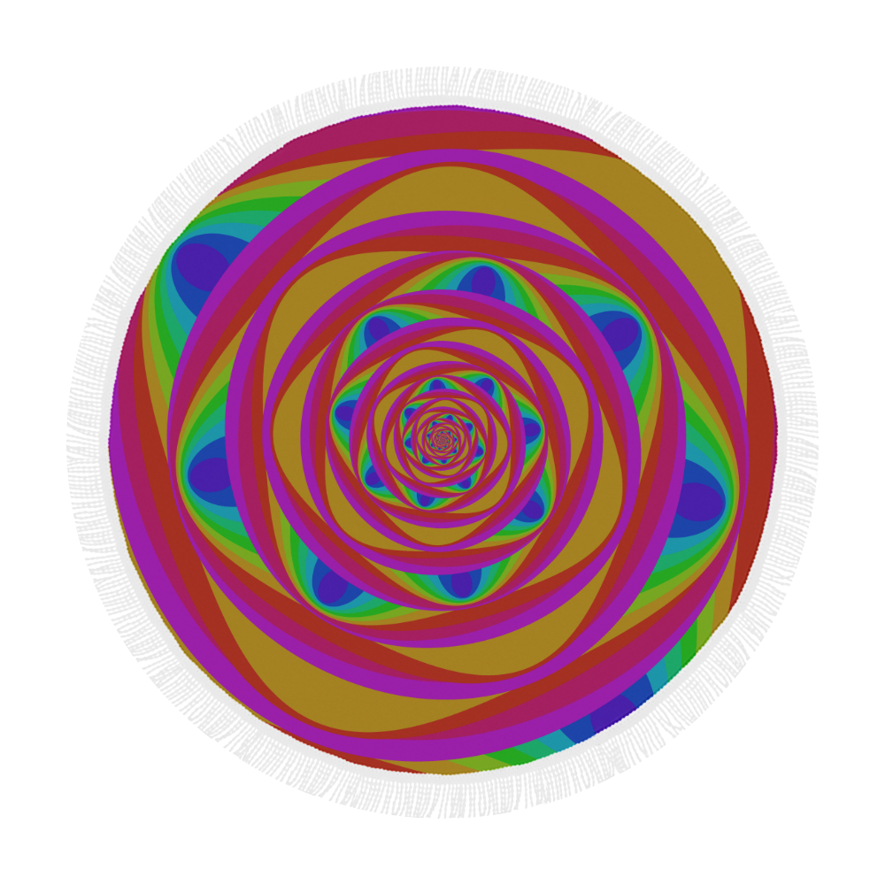 Red pink spiral Circular Beach Shawl 59"x 59"