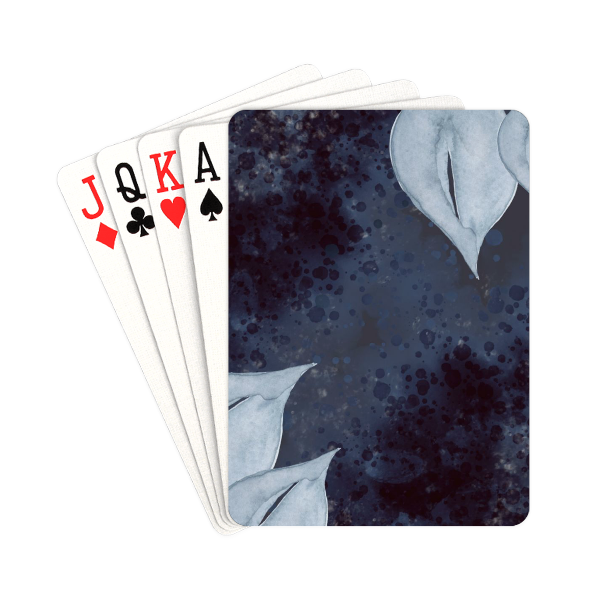 Watercolor Leaves Hues of Blue Playing Cards 2.5"x3.5"