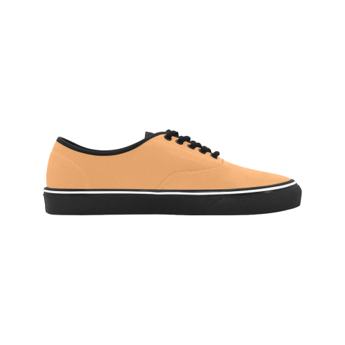 color sandy brown Classic Men's Canvas Low Top Shoes/Large (Model E001-4)