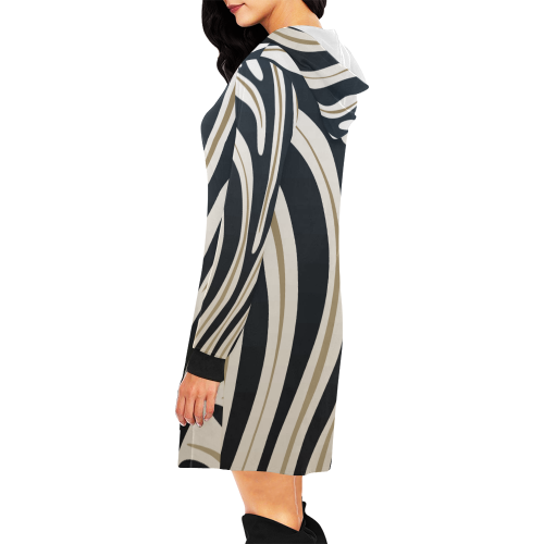 ZEBRA LIFE All Over Print Hoodie Mini Dress (Model H27)