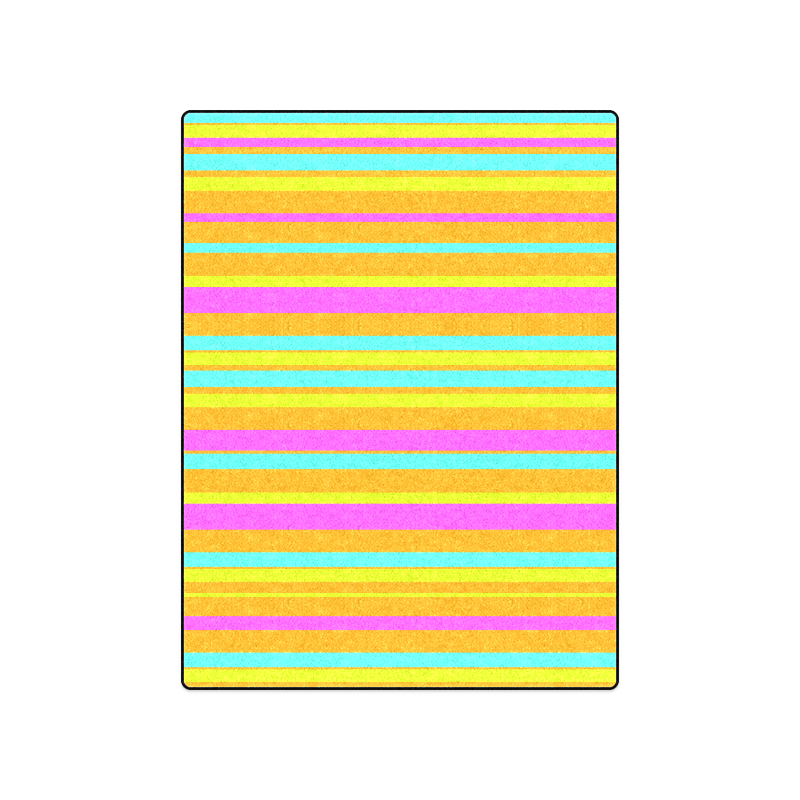 Neon Stripes  Tangerine Turquoise Yellow Pink Blanket 50"x60"