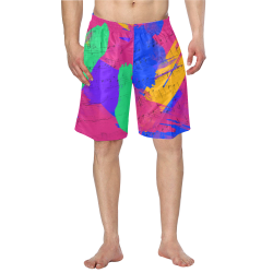 Groovy Paint Brush Strokes with Music Notes Men's Swim Trunk/Large Size (Model L21)