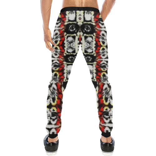 Weird red and white patterns all over print sweatpants Men's All Over Print Sweatpants (Model L11)