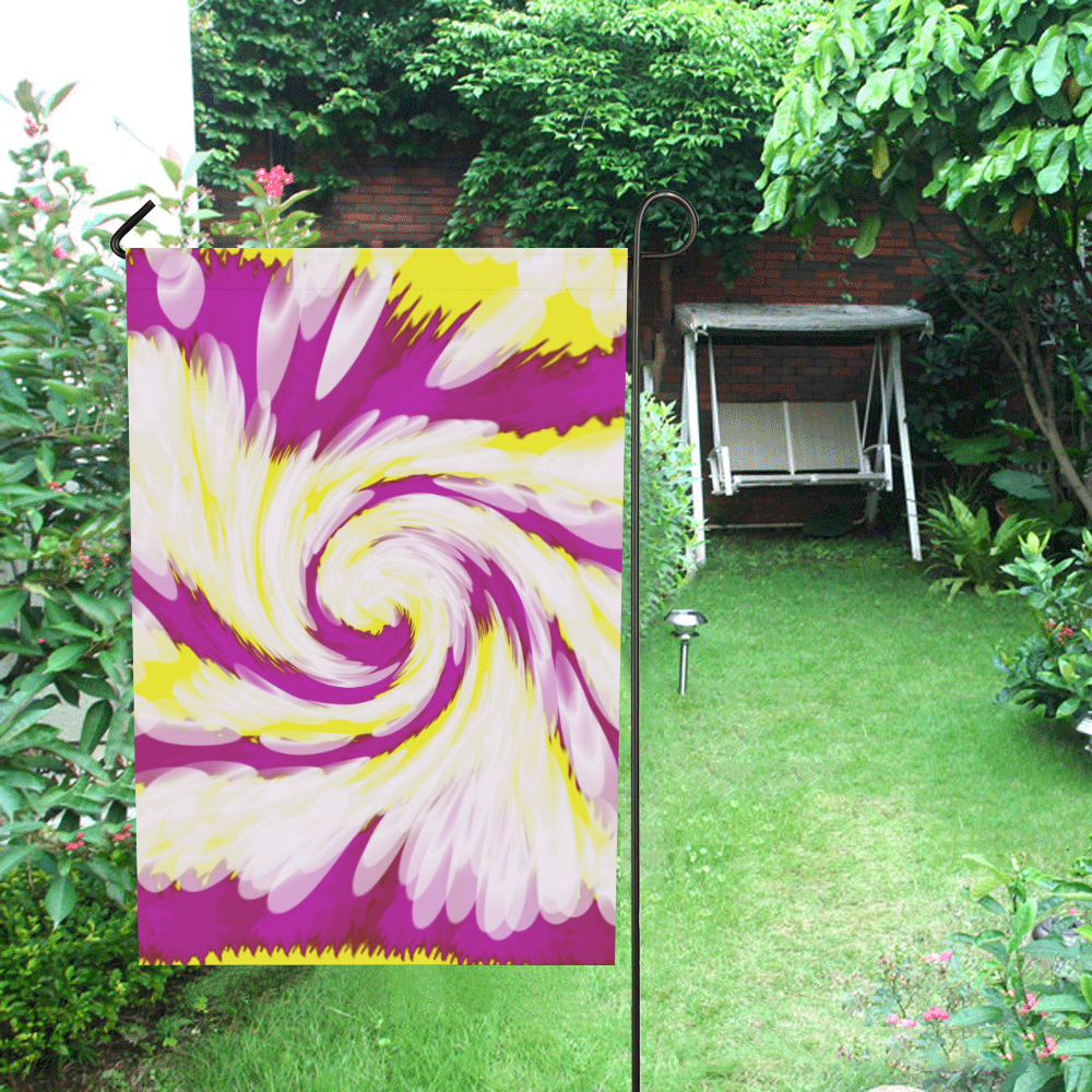 Pink Yellow Tie Dye Swirl Abstract Garden Flag 28''x40'' （Without Flagpole）