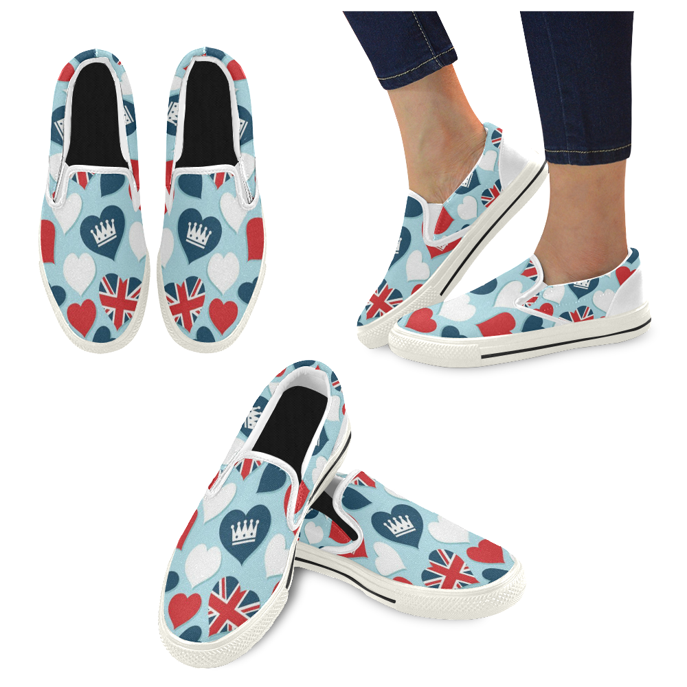 Heart Women's Slip-on Canvas Shoes/Large Size (Model 019)