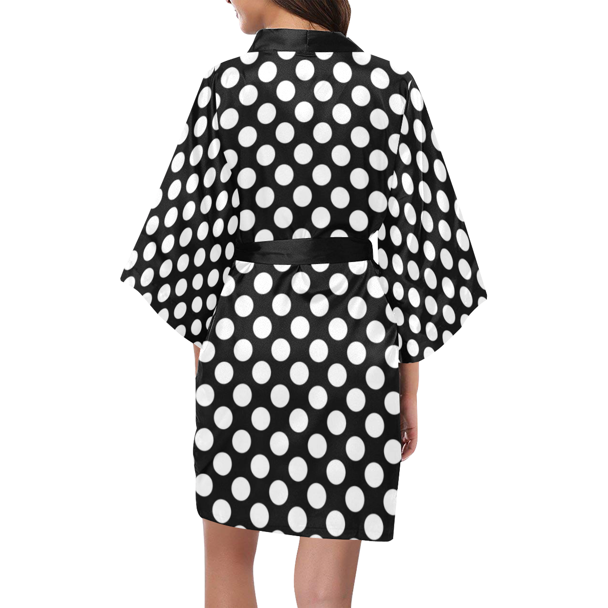 Black and White Polka Dot Kimono Robe