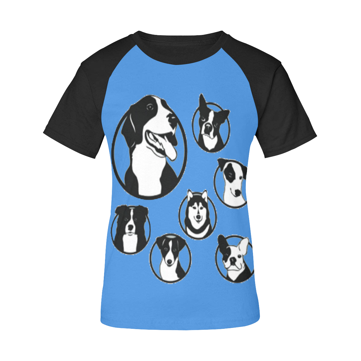 group dogs Women's Raglan T-Shirt/Front Printing (Model T62)